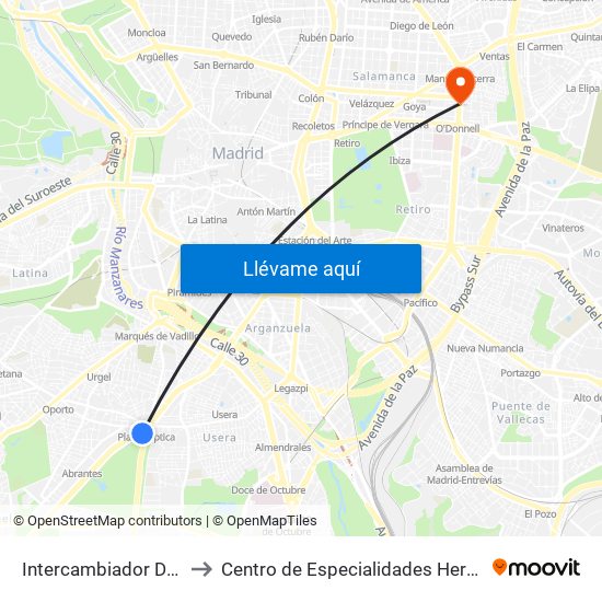 Intercambiador De Plaza Elíptica to Centro de Especialidades Hermanos García Noblejas map