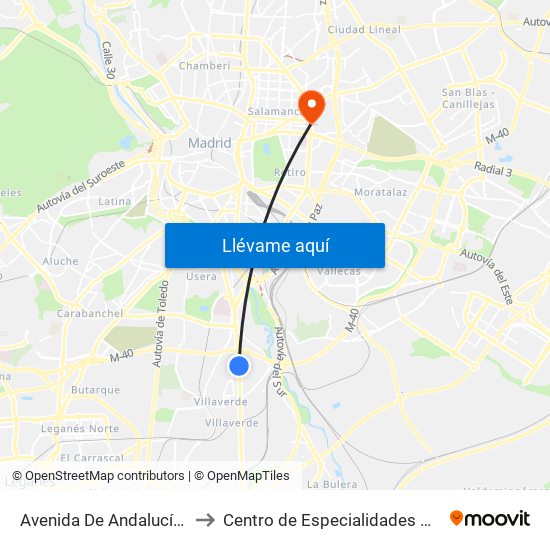 Avenida De Andalucía - Centro Comercial to Centro de Especialidades Hermanos García Noblejas map