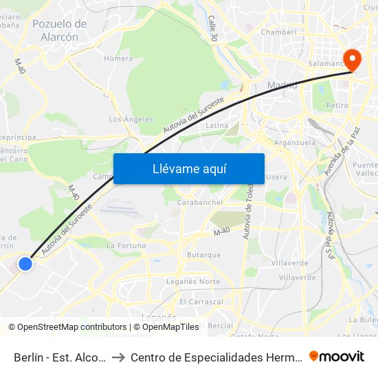 Berlín - Est. Alcorcón Central to Centro de Especialidades Hermanos García Noblejas map