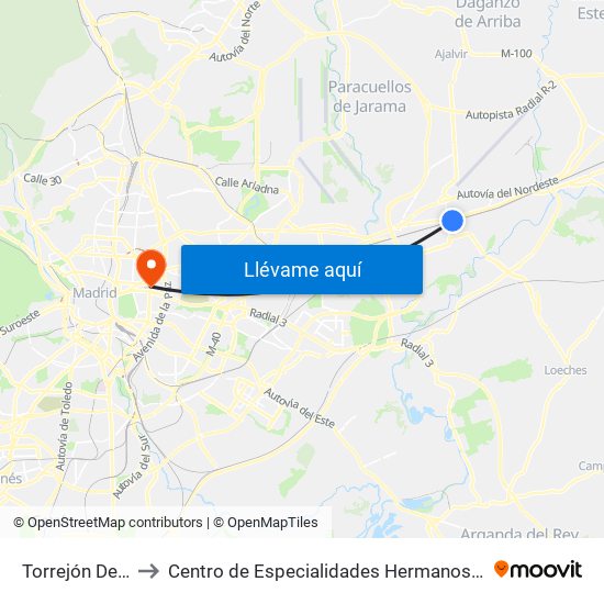 Torrejón De Ardoz to Centro de Especialidades Hermanos García Noblejas map
