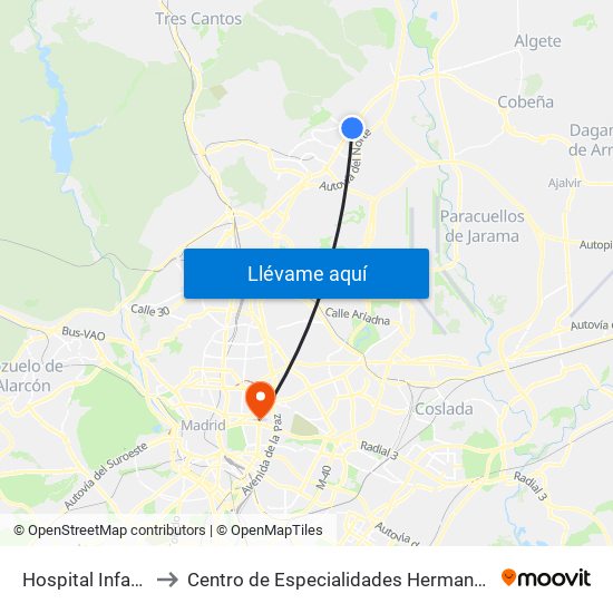 Hospital Infanta Sofía to Centro de Especialidades Hermanos García Noblejas map