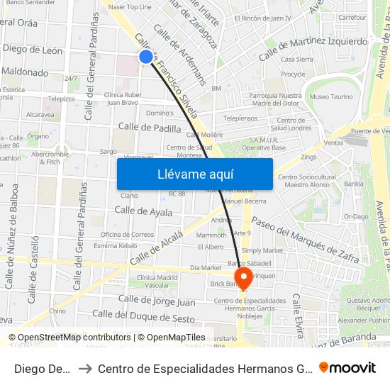 Diego De León to Centro de Especialidades Hermanos García Noblejas map