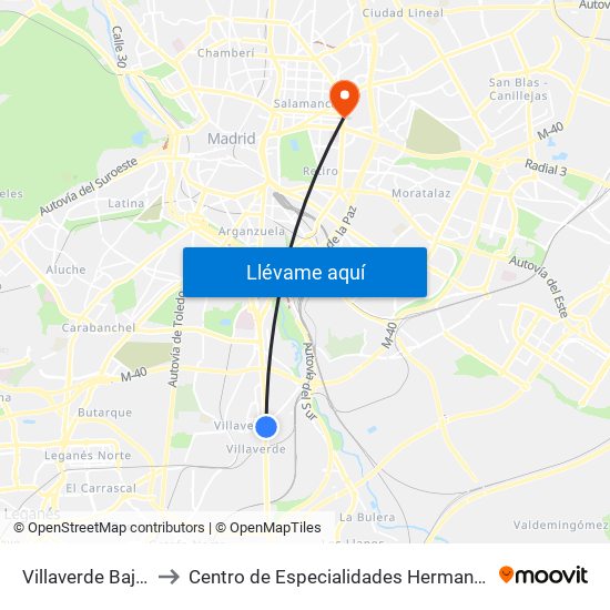 Villaverde Bajo - Cruce to Centro de Especialidades Hermanos García Noblejas map