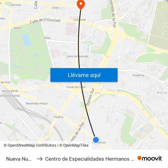 Nueva Numancia to Centro de Especialidades Hermanos García Noblejas map