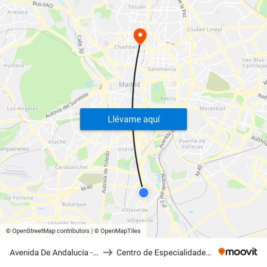 Avenida De Andalucía - Centro Comercial to Centro de Especialidades Modesto Lafuente map