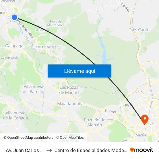 Av. Juan Carlos I - Zoco to Centro de Especialidades Modesto Lafuente map