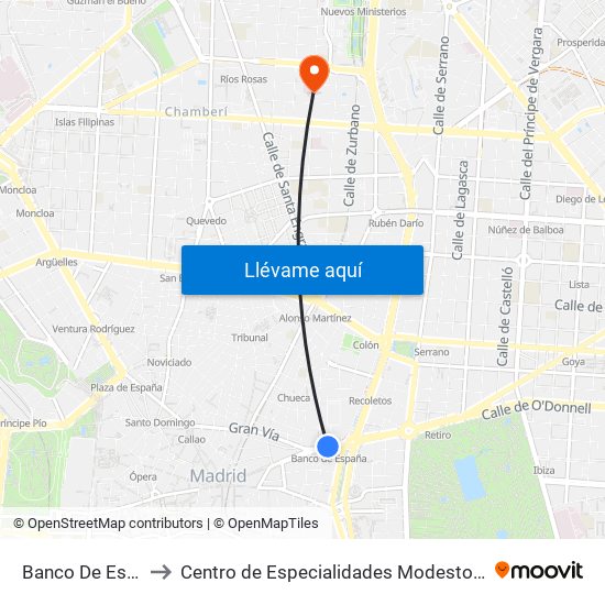 Banco De España to Centro de Especialidades Modesto Lafuente map