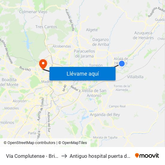 Vía Complutense - Brihuega to Antiguo hospital puerta de hierro map