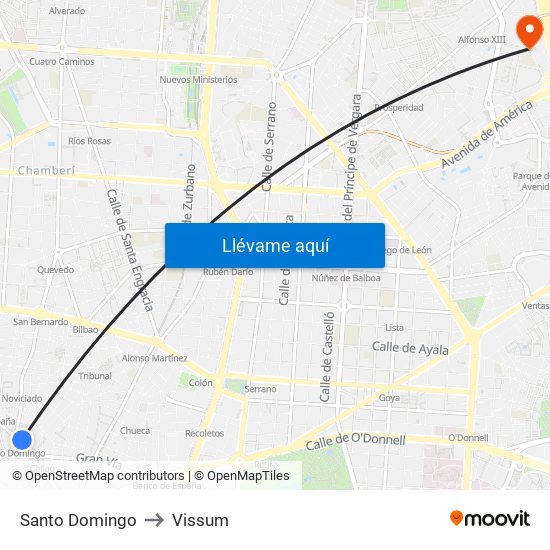 Santo Domingo to Vissum map