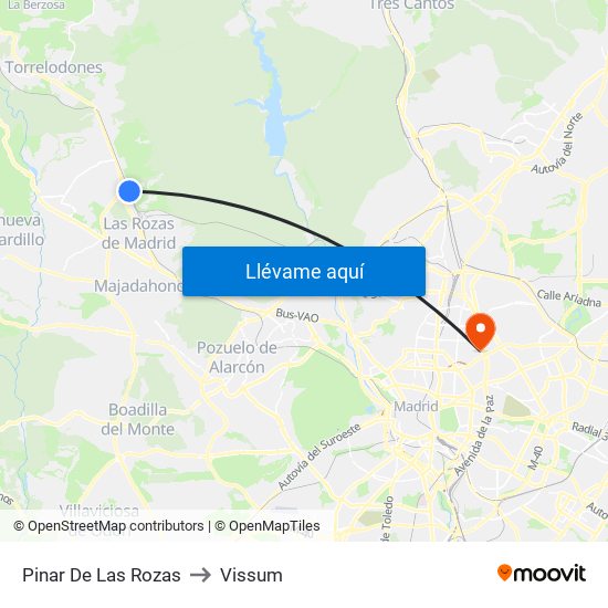 Pinar De Las Rozas to Vissum map
