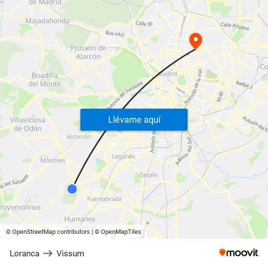 Loranca to Vissum map