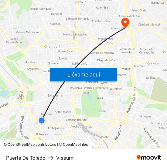 Puerta De Toledo to Vissum map