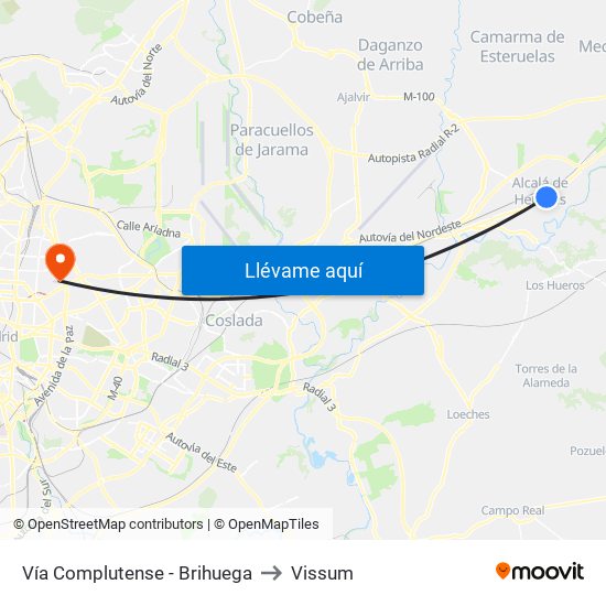 Vía Complutense - Brihuega to Vissum map