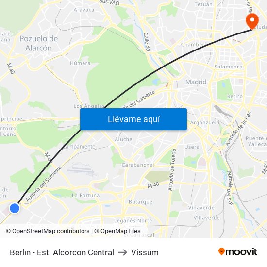 Berlín - Est. Alcorcón Central to Vissum map