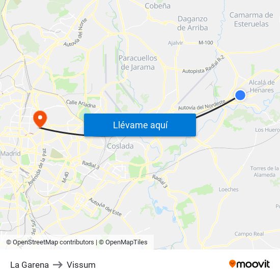 La Garena to Vissum map