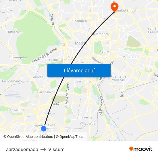 Zarzaquemada to Vissum map