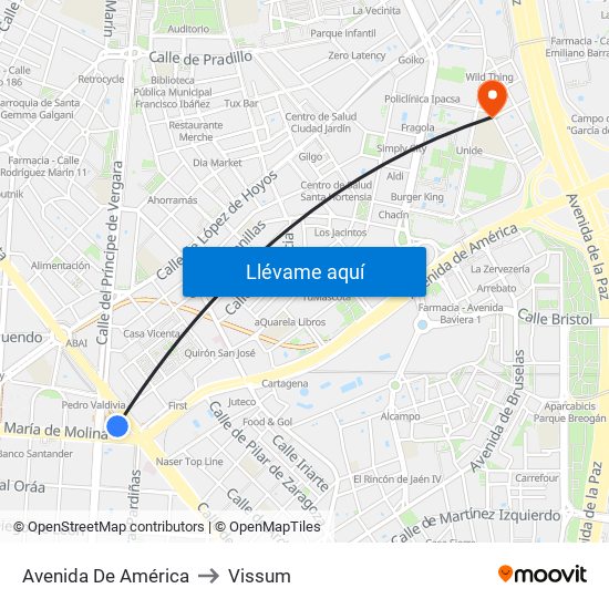Avenida De América to Vissum map