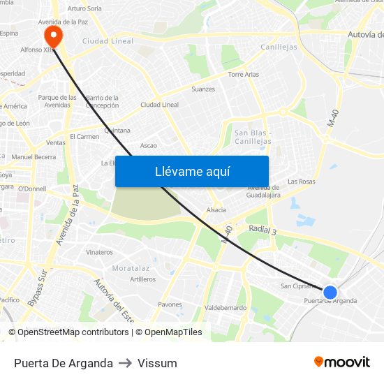 Puerta De Arganda to Vissum map