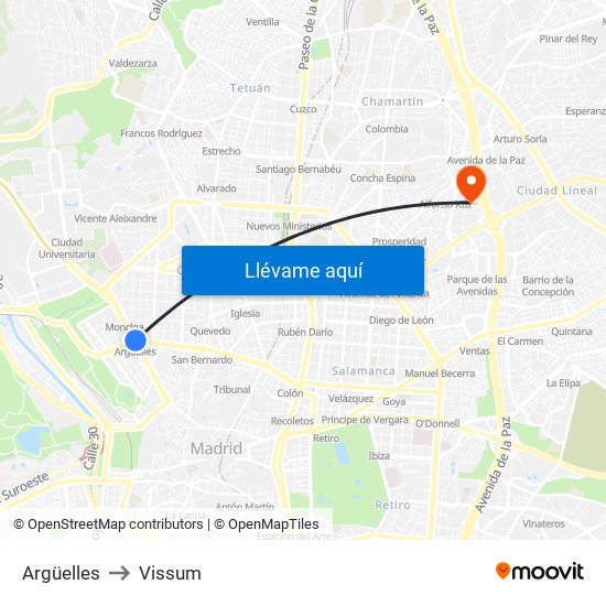 Argüelles to Vissum map