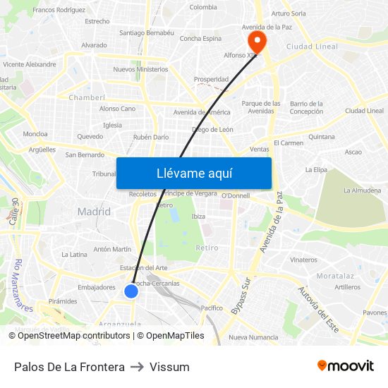 Palos De La Frontera to Vissum map