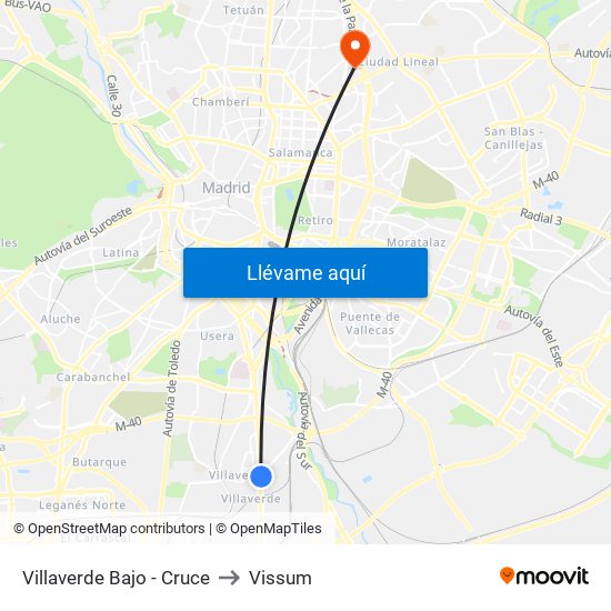 Villaverde Bajo - Cruce to Vissum map