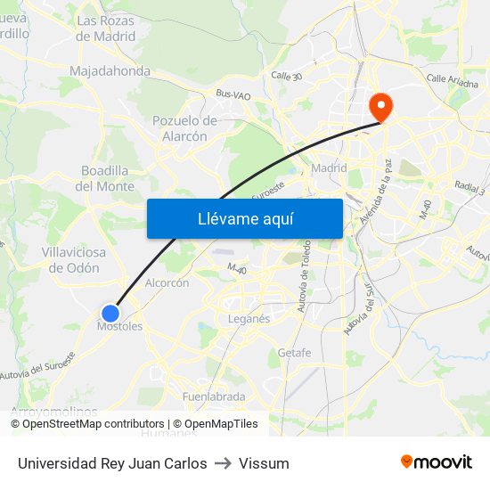Universidad Rey Juan Carlos to Vissum map