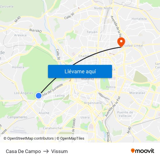Casa De Campo to Vissum map
