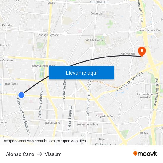 Alonso Cano to Vissum map