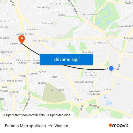 Estadio Metropolitano to Vissum map