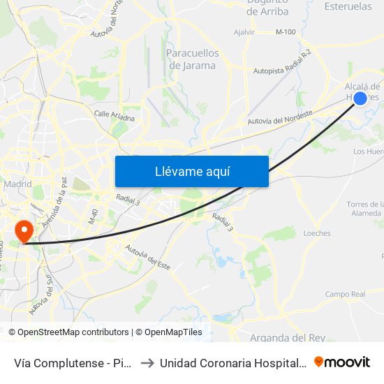 Vía Complutense - Pintor Picasso to Unidad Coronaria Hospital 12 de Octubre map