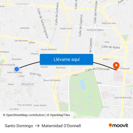 Santo Domingo to Maternidad O'Donnell map