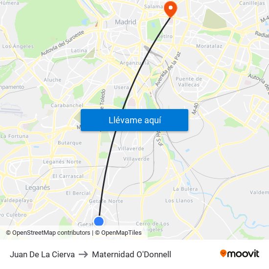 Juan De La Cierva to Maternidad O'Donnell map