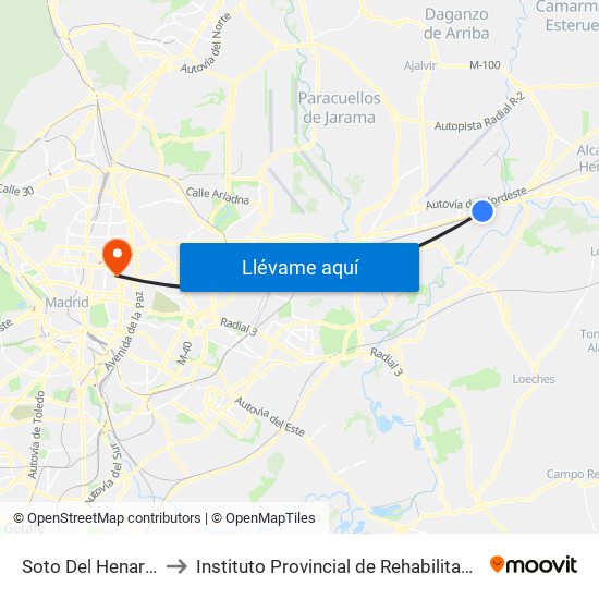 Soto Del Henares to Instituto Provincial de Rehabilitación map