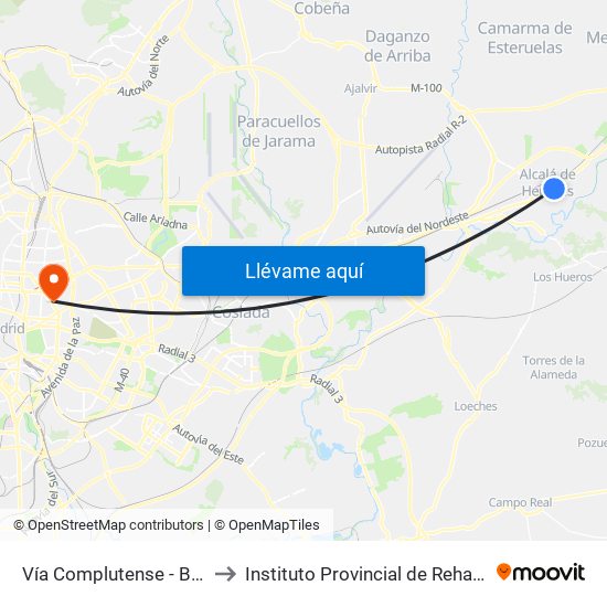Vía Complutense - Brihuega to Instituto Provincial de Rehabilitación map
