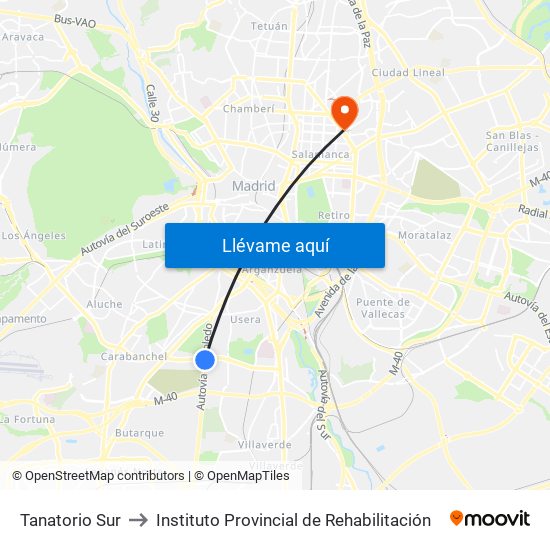 Tanatorio Sur to Instituto Provincial de Rehabilitación map