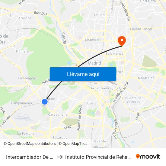 Intercambiador De Aluche to Instituto Provincial de Rehabilitación map