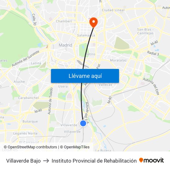 Villaverde Bajo to Instituto Provincial de Rehabilitación map