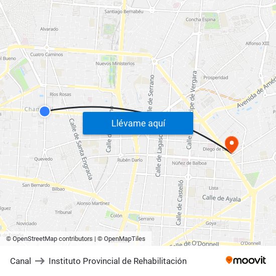 Canal to Instituto Provincial de Rehabilitación map