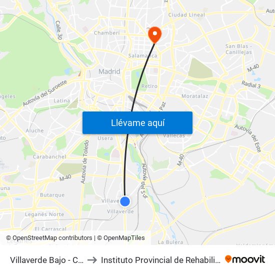 Villaverde Bajo - Cruce to Instituto Provincial de Rehabilitación map