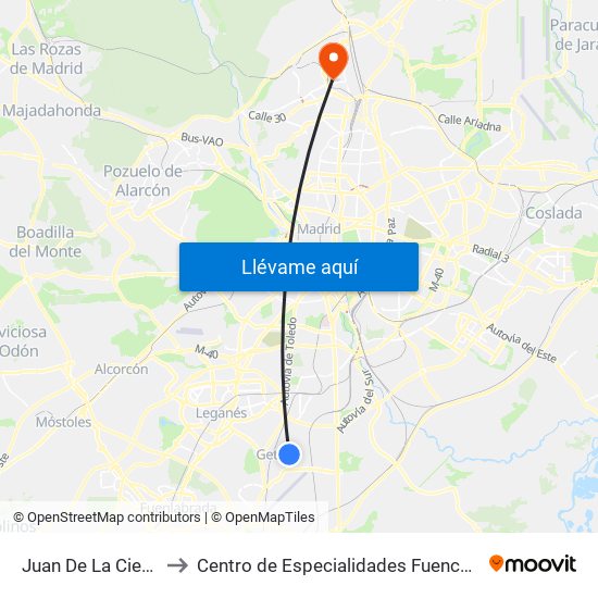 Juan De La Cierva to Centro de Especialidades Fuencarral map