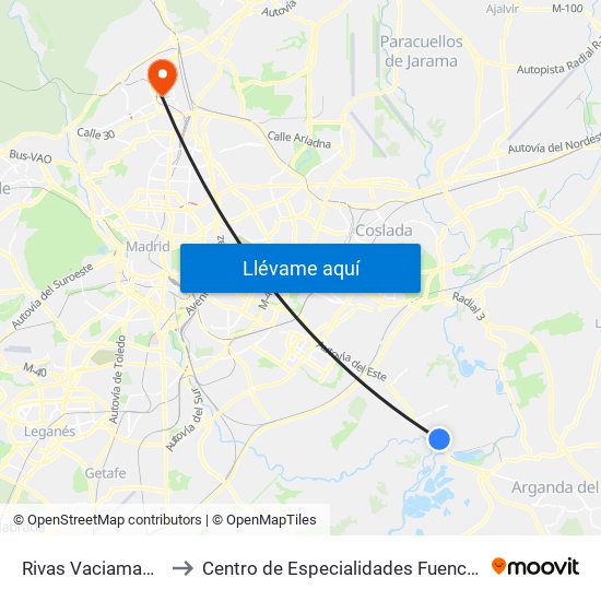 Rivas Vaciamadrid to Centro de Especialidades Fuencarral map