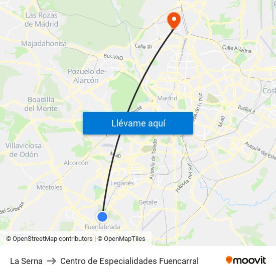 La Serna to Centro de Especialidades Fuencarral map