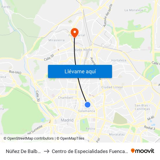 Núñez De Balboa to Centro de Especialidades Fuencarral map
