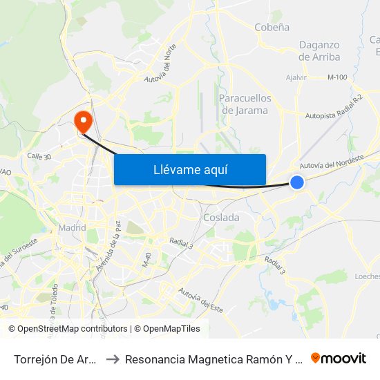 Torrejón De Ardoz to Resonancia Magnetica Ramón Y Cajal map