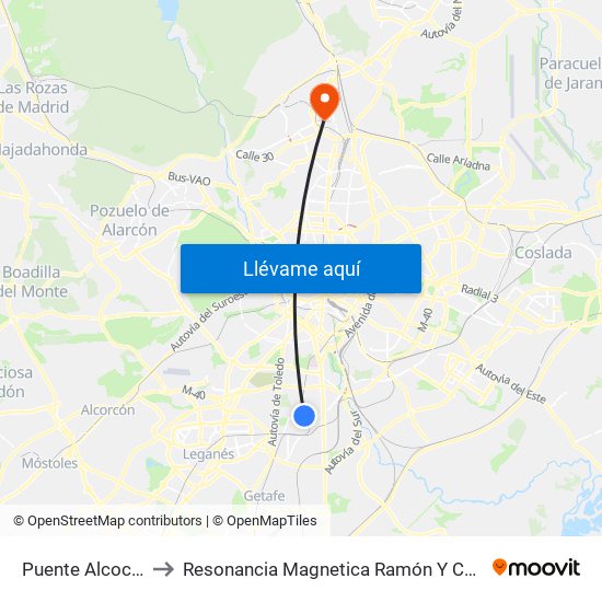 Puente Alcocer to Resonancia Magnetica Ramón Y Cajal map