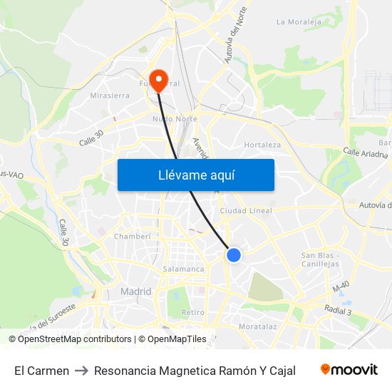 El Carmen to Resonancia Magnetica Ramón Y Cajal map