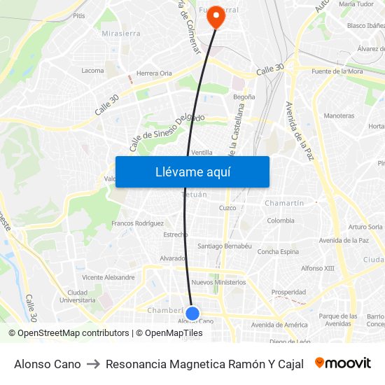 Alonso Cano to Resonancia Magnetica Ramón Y Cajal map
