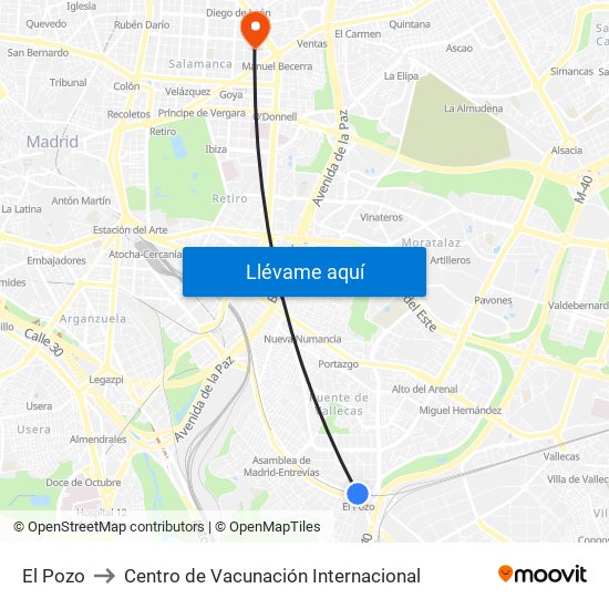 El Pozo to Centro de Vacunación Internacional map