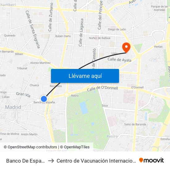 Banco De España to Centro de Vacunación Internacional map