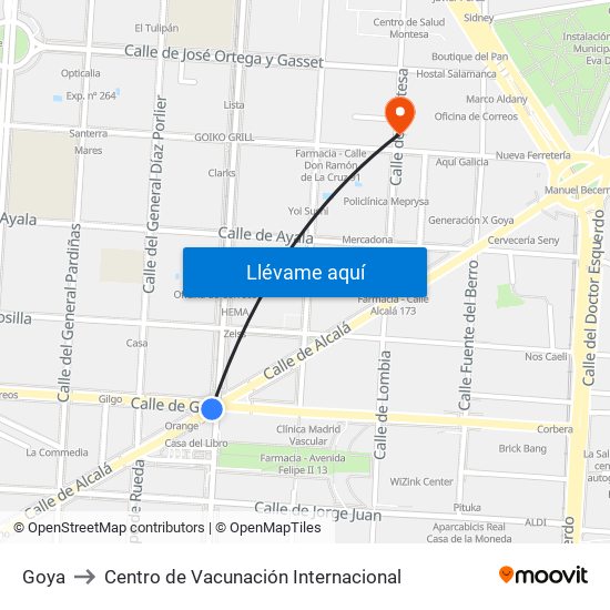 Goya to Centro de Vacunación Internacional map